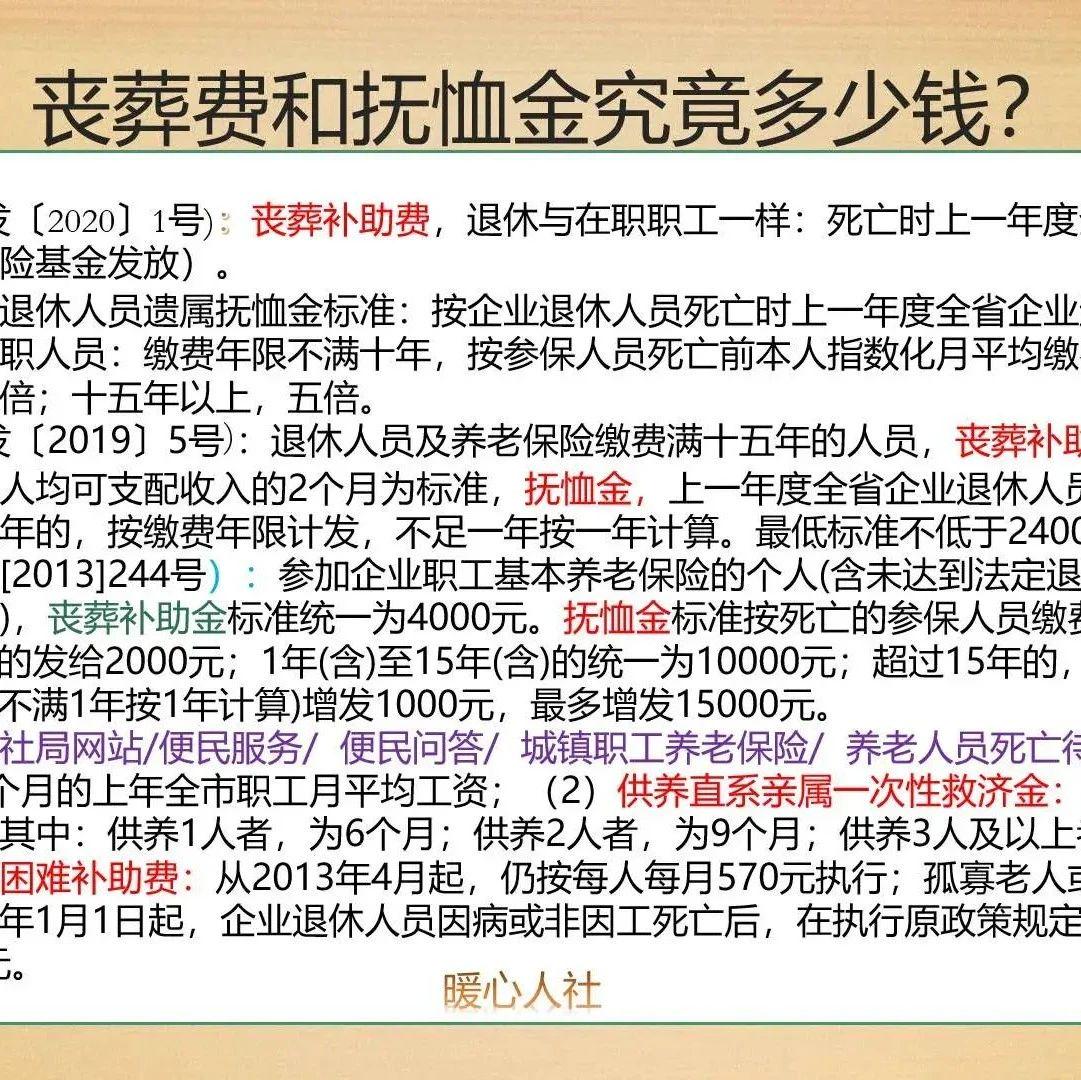辽宁省丧葬费抚恤金最新规定